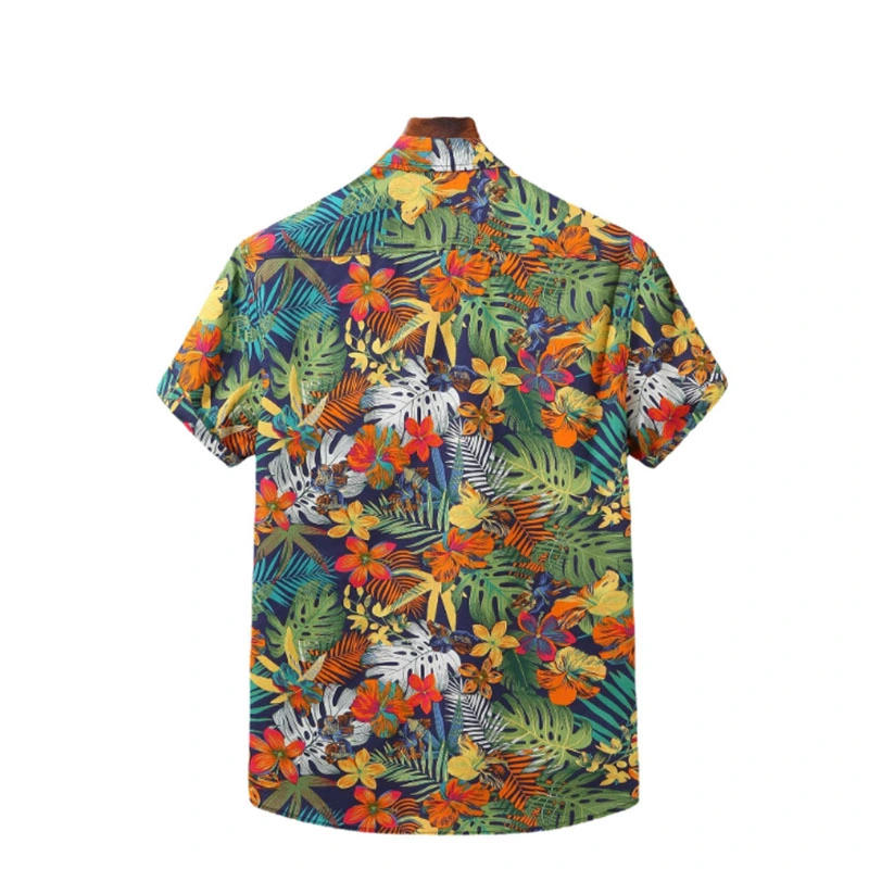 Custom Printed Design Funny 100% Cotton Short Sleeve Men′s Hawaiian Shirt