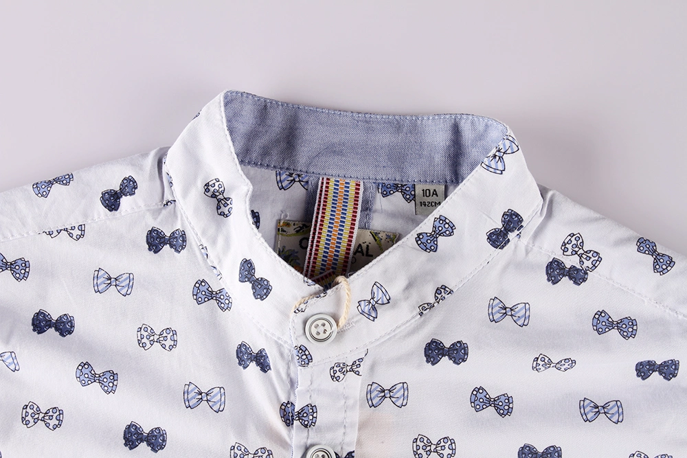 Summer Boys Full Print Short Sleeve Children Lapel Summer Shirt Embroidery Clothing